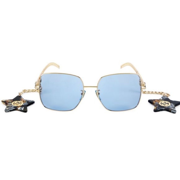 Gucci 61mm blue square sunglasses with star attachable/detachable charms NWT - Picture 10 of 17